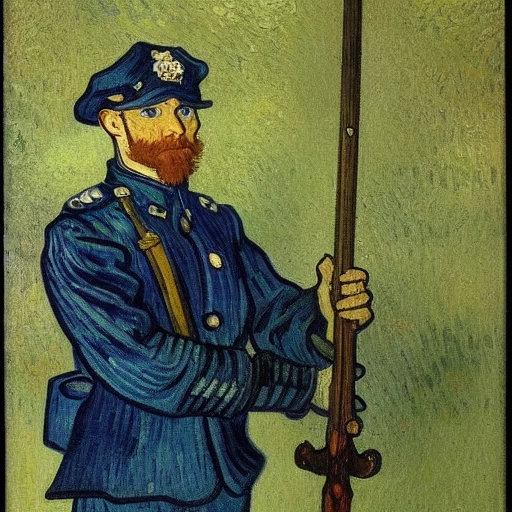 30100-1-world war I van gogh, Victorian Oil painting of a Handsome human with blue skin male with Sword and Shield. D&D, Dungeons and Dr.webp